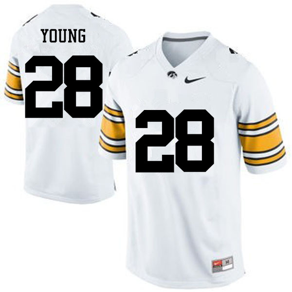 Men Iowa Hawkeyes #28 Toren Young College Football Jerseys-White - Click Image to Close